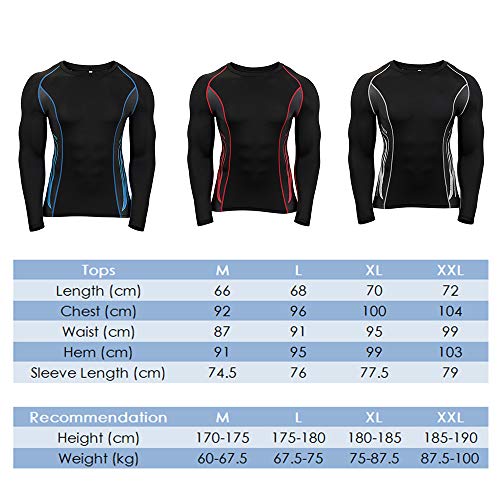 SKYSPER Camiseta de Compresión Manga Larga para Hombre Pantalones Largos Leggings Apretada Ropa Interior Deportiva Deportes Transpirable Secado Rápido para Running Fitness Entrenamiento Yoga Ciclismo