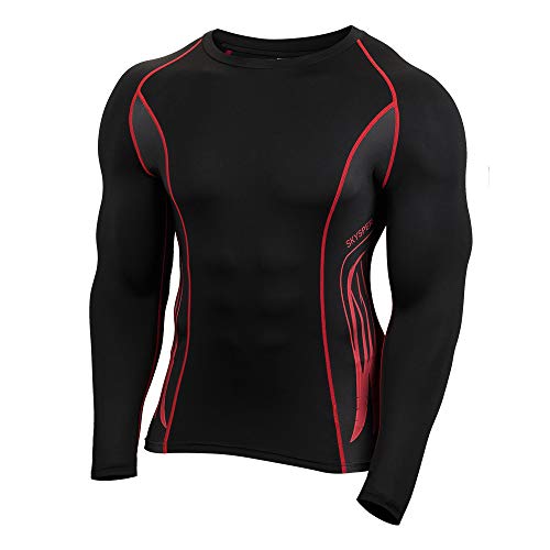 SKYSPER Camiseta de Compresión Manga Larga para Hombre Pantalones Largos Leggings Apretada Ropa Interior Deportiva Deportes Transpirable Secado Rápido para Running Fitness Entrenamiento Yoga Ciclismo