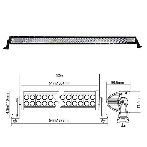 SKYWORLD 52 pulgadas 675W barra de luz de fila de LED triple, 12V-24V 6000K 7D LED barra de luz de conducción Punto de inundación Haz de trabajo la lámpara para el camión de carretera ATV UTV SUV 4WD