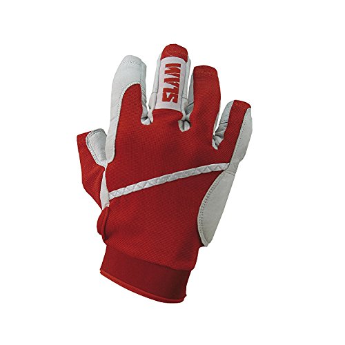 Slam Vela Guantes Completa Dedos 65% Nylon y 35% poliurethane Palma Pulsera Ajustable, Rojo