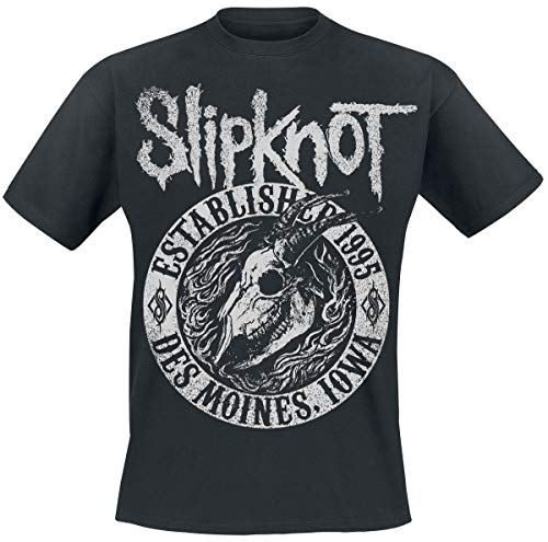 Slipknot Flaming Goat Hombre Camiseta Negro L, 100% algodón, Regular