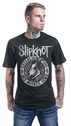 Slipknot Flaming Goat Hombre Camiseta Negro L, 100% algodón, Regular