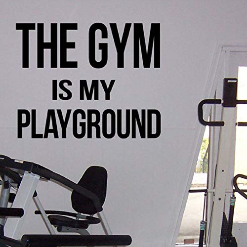 SLQUIET DIY Gym Motivational The Gym Is My Playground Decal Fitness Center Sticker Home Gym Interior Workout Mural de pared Pegatinas de pared amarillo 93x74cm