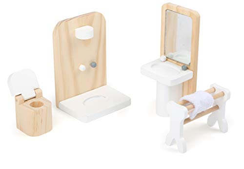 Small Foot Company-11414 Set Completo de Muebles para la casa de muñecas, de Madera, Sala, Cocina, Dormitorio y baño, a Partir de 3 años Juguetes, Multicolor (11414)