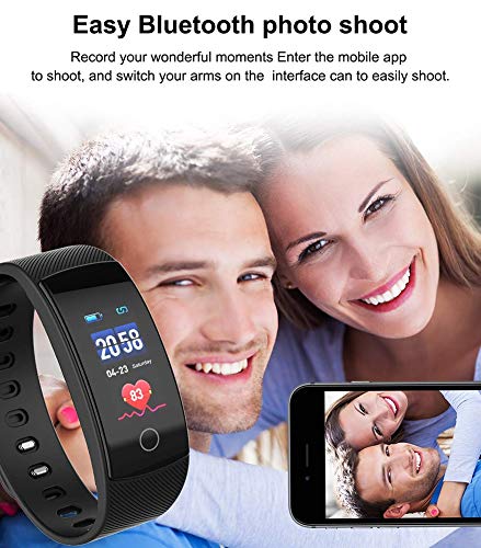 Smart Watch Fitness Tracker Monitor de ritmo cardiaco, presión arterial, monitor de sueño Pulsera Deportiva Impermeable Muñequera multideportiva para Android iOS iPhone Larga espera Negro