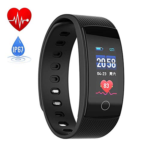 Smart Watch Fitness Tracker Monitor de ritmo cardiaco, presión arterial, monitor de sueño Pulsera Deportiva Impermeable Muñequera multideportiva para Android iOS iPhone Larga espera Negro