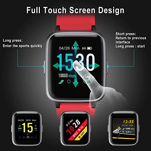 Smartwatch, Reloj Inteligente Impermeable IP68 Pulsera Actividad Hombre Mujer, Inteligente Reloj Deportivo Reloj Fitness con Pantalla Táctil Completa Pulsómetro Cronómetros para iPhone iOS Android