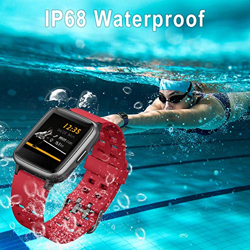 Smartwatch, Reloj Inteligente Impermeable IP68 Pulsera Actividad Hombre Mujer, Inteligente Reloj Deportivo Reloj Fitness con Pantalla Táctil Completa Pulsómetro Cronómetros para iPhone iOS Android