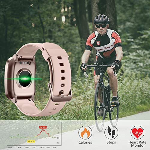 Smartwatch, Reloj Inteligente Pantalla curva Impermeable IP68 Pulsera de Actividad para Hombres y Mujeres, Inteligente con Pulsómetros Podómetro Contador de Caloría con Cronómetro para iOS y Android