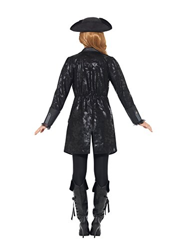 Smiffys Jacket, Ladies Chaqueta Pirata para Mujer, Color Negro, M-UK Size 12-14 (47359M)