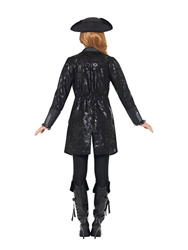 Smiffys Jacket, Ladies Chaqueta Pirata para Mujer, Color Negro, M-UK Size 12-14 (47359M)