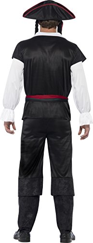 Smiffy's Smiffys-45492XL Disfraz de capitán Pirata, con Parte de Arriba, pantalón, Corbata y sombr, Color Negro, XL-Tamaño 46"-48" 45492XL