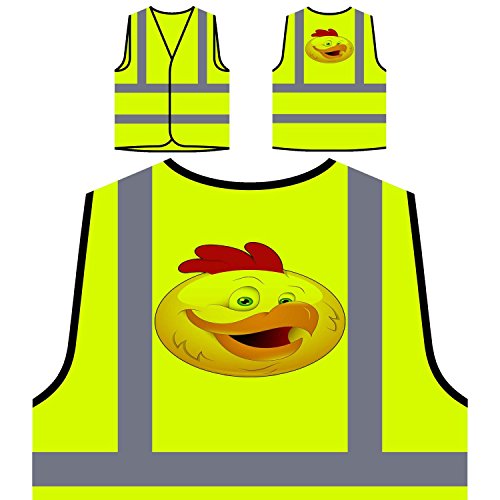 Smile Chicken Rooster Face Novedad Funny Vintage Art Chaqueta de seguridad amarillo personalizado de alta visibilidad a238v