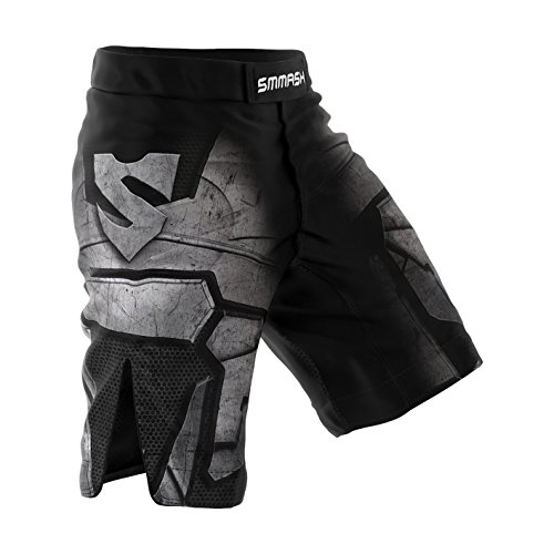 SMMASH Dark Knight Deporte Profesionalmente Pantalones Cortos MMA para Hombre, Shorts MMA, BJJ, Grappling, Krav Maga, Material Transpirable y Antibacteriano, (M)