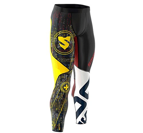 SMMASH Graffiti Deportivo Largo Leggins Hombre, Pantalones Largo Deporte Dombre por un Gimnasio de Yoga Corrientes, Material Transpirable y Antibacteriano, (L)