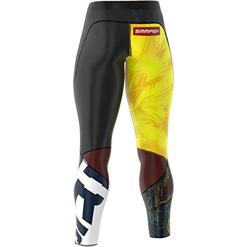 SMMASH Graffiti Deportivo Largo Leggins Hombre, Pantalones Largo Deporte Dombre por un Gimnasio de Yoga Corrientes, Material Transpirable y Antibacteriano, (S)