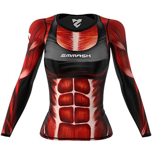 SMMASH Muscle Womens Long Sleeve Compression Tops, Breathable and Light, Functional Thermal Shirt for Crossfit, Fitness, Yoga, Gym, Running, Sport Long Sleeved, Antibacterial Material… (XS)