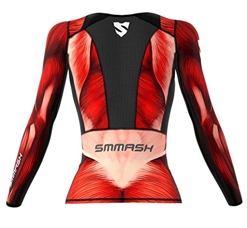 SMMASH Muscle Womens Long Sleeve Compression Tops, Breathable and Light, Functional Thermal Shirt for Crossfit, Fitness, Yoga, Gym, Running, Sport Long Sleeved, Antibacterial Material… (XS)