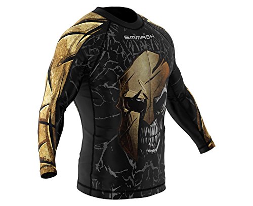 SMMASH Sparta Rashguard Hombre Manga Larga, Camisetas Hombre para MMA, Artes Marciales, Krav Maga, BJJ, K1, Karate, Material Transpirable y Antibacteriano, (XL)