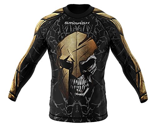 SMMASH Sparta Rashguard Hombre Manga Larga, Camisetas Hombre para MMA, Artes Marciales, Krav Maga, BJJ, K1, Karate, Material Transpirable y Antibacteriano, (XL)