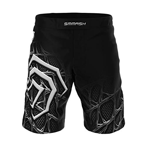 SMMASH Venom Deporte Profesionalmente Pantalones Cortos MMA para Hombre, Shorts MMA, BJJ, Grappling, Krav Maga, Material Transpirable y Antibacteriano, (L)