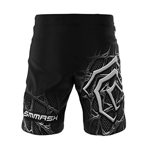 SMMASH Venom Deporte Profesionalmente Pantalones Cortos MMA para Hombre, Shorts MMA, BJJ, Grappling, Krav Maga, Material Transpirable y Antibacteriano, (L)