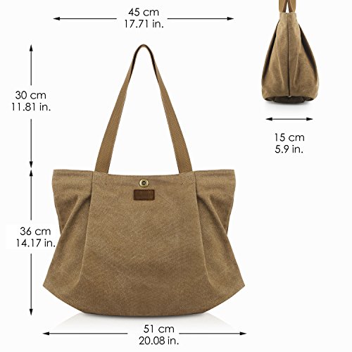 Smriti Canvas Shopper – Bolso para escuela Viajar Trabajo y Compras, color Amarillo, talla L