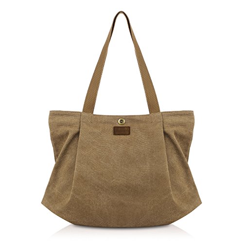 Smriti Canvas Shopper – Bolso para escuela Viajar Trabajo y Compras, color Amarillo, talla L