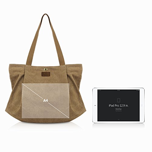 Smriti Canvas Shopper – Bolso para escuela Viajar Trabajo y Compras, color Amarillo, talla L