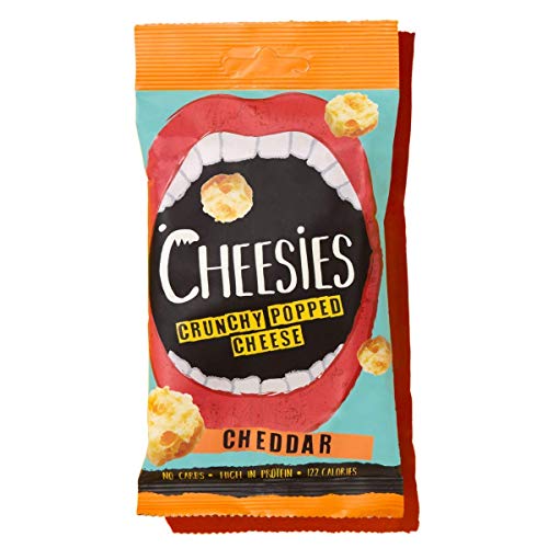 Snack de Queso Crujiente Cheesies, Cheddar. Sin Carbohidratos, Alto en Protínas, Sin Gluten, Vegetariano, Ceto. 12 Bolsas de 20g.