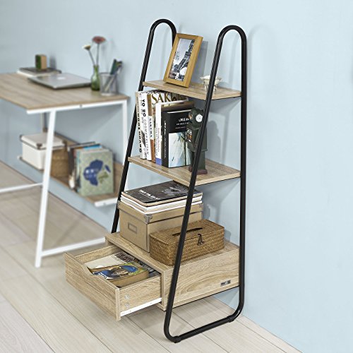 SoBuy Estanteriá en Escalera,Librería Infantil, 2 Estantes y 1 Cajón de Almacenamiento,H115cm,FRG219-N,ES