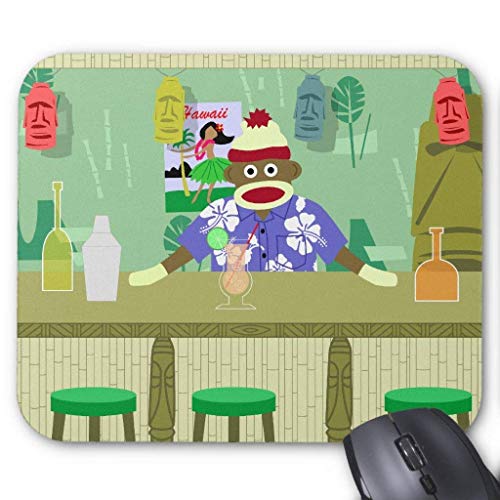 Sock Monkey Tiki Bar Mouse Pad 18×22 cm