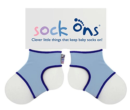 Sock Ons - Calcetines para bebés, de 0-6 meses, color blanco azul celeste Talla:0-6 meses