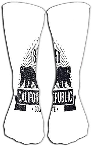 Socks 19.7"(50cm) for Women & Men - Best for Running, Athletic Sports, Crossfit, Flight Travel california grizzly bear