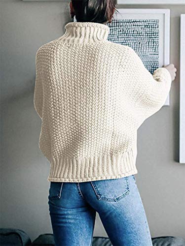 Socluer Sudaderas para Mujer con Cuello Alto y Manga Larga Suéter Señoras Suéter de Punto Cuello Alto Ocio Suéter Elegante Sudadera Tops de Gran tamaño