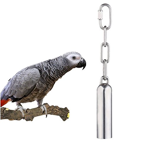 SODIAL Juguete de campana de acero inoxidable para pajaros, Heavy Duty Jaula de pajaros Juguetes para loros, Grays africanos, Mini guacamayos, Cacatuas pequenas