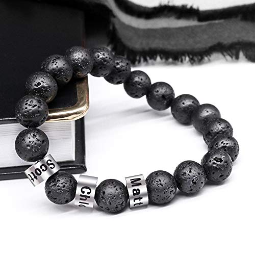 SODIAL Pulsera de curacion de 7 chakras Pulsera de amuleto para hombres y mujeres piedras de oracion de Buda Reiki abalorios de lava negra