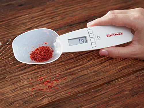 Soehnle Cooking Star Cuchara medidora digital con graduación de 0,1 g hasta 500 g, báscula de mano con cuchara, báscula de precisión para especias