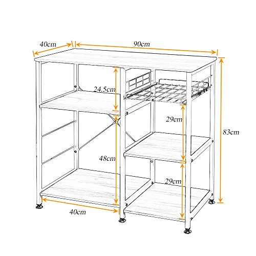 SogesHome Soporte para Horno de microondas de 90 x 40 x 83 cm con Ganchos de Little Kitchen Baker Carrito de Almacenamiento Estante de estación de Trabajo,Negro,W5S-BK-SH