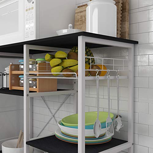 SogesHome Soporte para Horno de microondas de 90 x 40 x 83 cm con Ganchos de Little Kitchen Baker Carrito de Almacenamiento Estante de estación de Trabajo,Negro,W5S-BK-SH