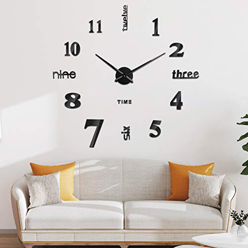 SOLEDI Reloj de Pared 3D, DIY Reloj de Etiqueta de Pared Decoración Ideal para la Casa Oficina Hotel