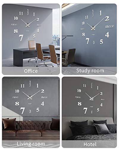 SOLEDI Reloj de Pared 3D, DIY Reloj de Etiqueta de Pared Decoración Ideal para la Casa Oficina Hotel