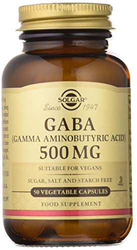 Solgar Gaba 500 mg. Contiene Ácido gamma amino butírico, un neurotransmisor que favorece la relajación - 50 cápsulas