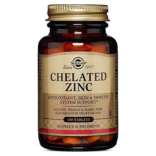 Solgar® Zinc Quelado, 100 Comprimidos - Protege del daño oxidativo y mantiene tu pelo, piel y uñas.  Apto para veganos