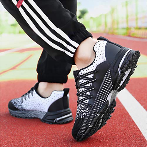 SOLLOMENSI Zapatillas de Deporte Hombres Running Zapatos para Correr Gimnasio Sneakers Deportivas Padel Transpirables Casual Montaña 35 EU A Negro