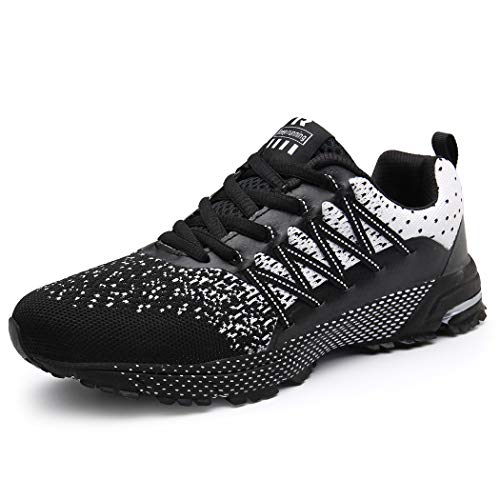 SOLLOMENSI Zapatillas de Deporte Hombres Running Zapatos para Correr Gimnasio Sneakers Deportivas Padel Transpirables Casual Montaña 35 EU A Negro