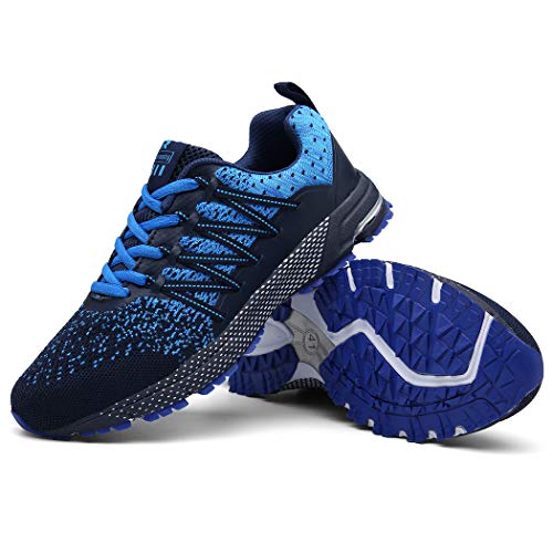 SOLLOMENSI Zapatillas de Deporte Hombres Running Zapatos para Correr Gimnasio Sneakers Deportivas Padel Transpirables Casual Montaña 40 EU A Azul