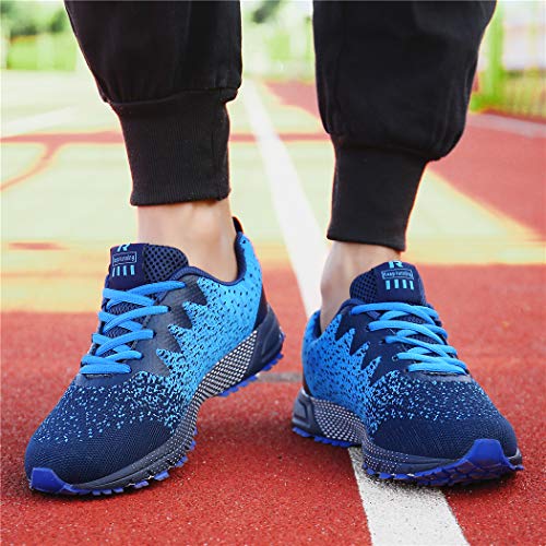 SOLLOMENSI Zapatillas de Deporte Hombres Running Zapatos para Correr Gimnasio Sneakers Deportivas Padel Transpirables Casual Montaña 43 EU A Azul