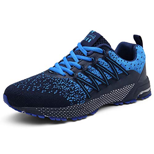 SOLLOMENSI Zapatillas de Deporte Hombres Running Zapatos para Correr Gimnasio Sneakers Deportivas Padel Transpirables Casual Montaña 43 EU A Azul