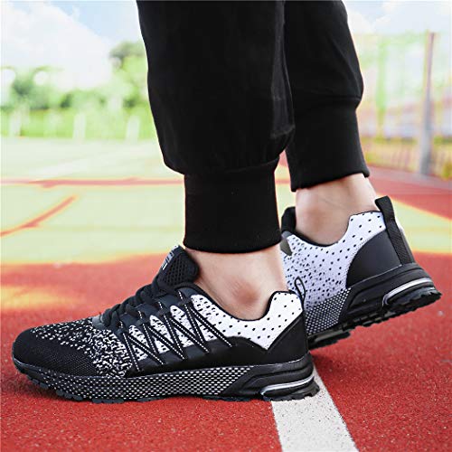 SOLLOMENSI Zapatillas de Deporte Hombres Running Zapatos para Correr Gimnasio Sneakers Deportivas Padel Transpirables Casual Montaña 43 EU A Negro